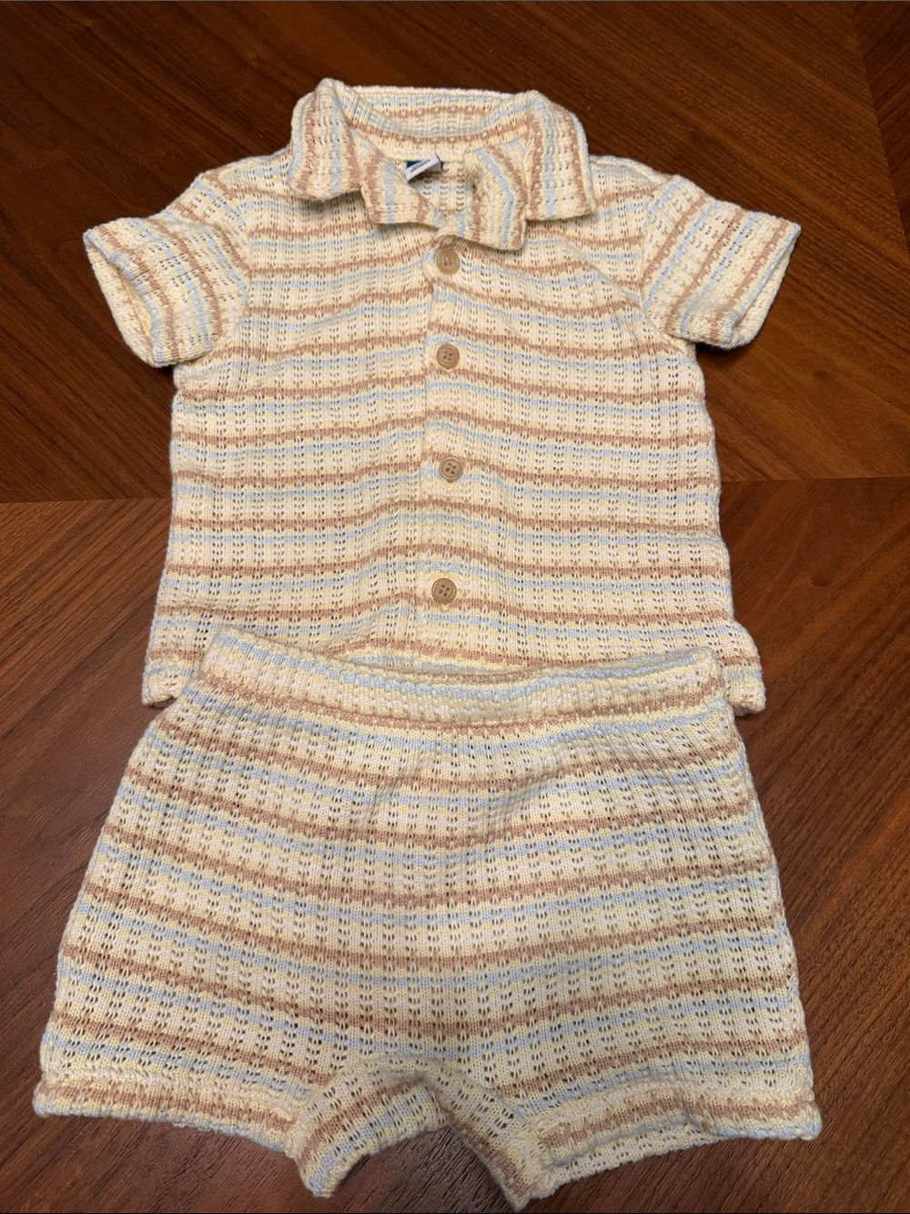 Old Navy Cream & Tan Striped Knit Set